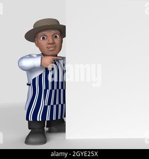 3D Render of Cartoon Butcher Character Stock Photo