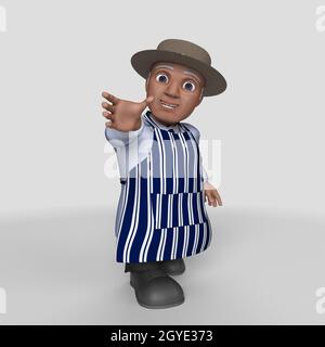 3D Render of Cartoon Butcher Character Stock Photo