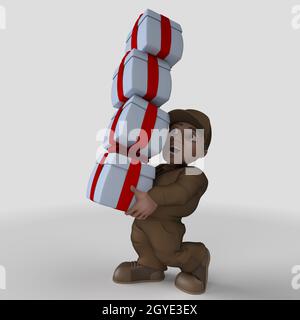 3D Render of Cartoon Delivery Driver Stock Photo