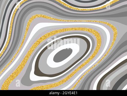 Abstract agate styled texture with gold glitter highlights Stock Photo