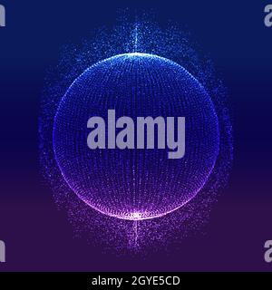 Abstract modern technology background with sphere of glowing particles Stock Photo