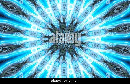 Sixth Sense. Psychic medium kaleidoscope. Abstract background with kaleidoscopic forms, trance and meditation concept. Acrylic bright paints forming r Stock Photo
