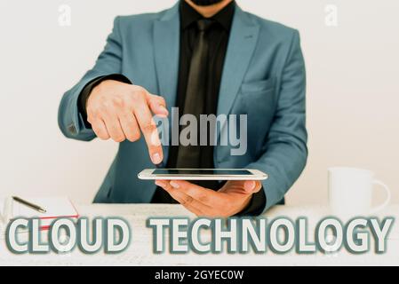 Inspiration showing sign Cloud Technology, Word Written on on demand availability of computer system resources Presenting Communication Technology Sma Stock Photo