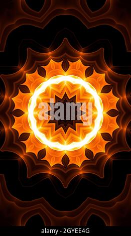 Warm yellow kaleidoscope. Autumn Spiral Tie Dye Print. Kaleidoscopic Texture. Gypsy Dress. Warm Colors Color Mix Design. Warm Colors Indonesian. Brigh Stock Photo