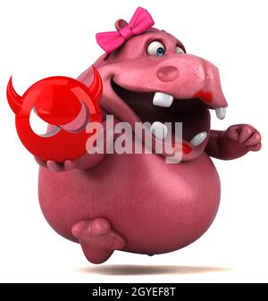 Pink Hippo - 3D Illustration Stock Photo