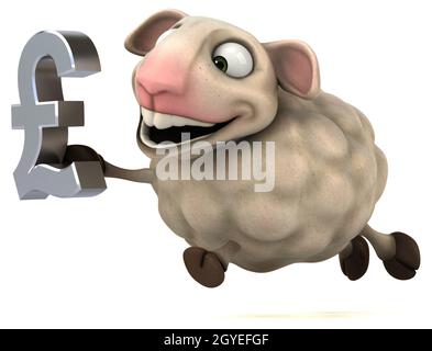 Fun sheep - 3D Illustration Stock Photo