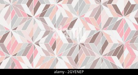 Geometric pattern with triangle stripes polygonal shape elegant of pink background and marble texture Stock Vector
