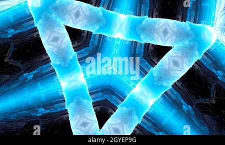 Sixth Sense. Psychic medium kaleidoscope. Abstract background with kaleidoscopic forms, trance and meditation concept. Acrylic bright paints forming r Stock Photo