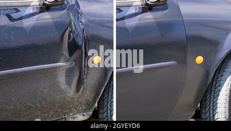 Photo Of Car Scratch Repair Before And After Stock Photo - Alamy