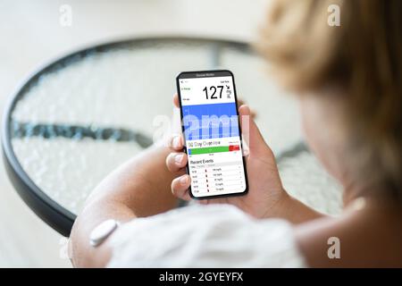 Continuous Blood Sugar Level Measuring Device. Diabetes Test Stock Photo
