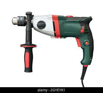 Construction tool, power percussion drill isolated on white background Stock Photo