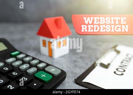 Sign displaying Website Redesign, Internet Concept modernize improver or evamp your website s is look and feel Buying New House Ideas, Property Insura Stock Photo