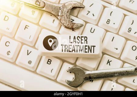 Handwriting text Laser Treatment, Business approach any of various medical and surgical techniques using lasers Internet Browsing And Online Research Stock Photo