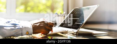 African American Web Developer Programmer. Coding Software Stock Photo