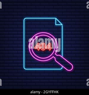 404 error page not found neon sign. Vector stock illustration Stock Vector
