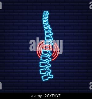 Neon Spine human graphic icon. Human anatomy. Vector stock illustration Stock Vector