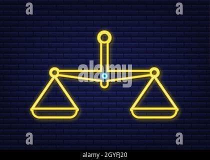 Scales icon. Neon icon. Libra isolated. Vector stock illustration. Stock Vector