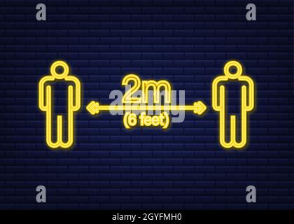 Please maintain 2 meter safe distance sign. Safety signs and symbols ...