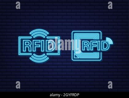 FID Radio Frequency IDentification neon effect. Technology concept. Digital technology. Stock Vector