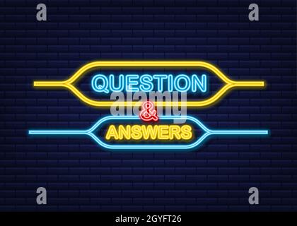 Question and Answer Bubble Chat neon icon. Stock Vector