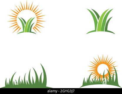 Grass logo vector template Stock Vector