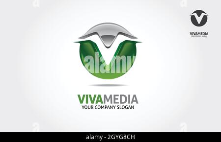 Green Color Viva Media Logo Illustration. This is an excellent Logo template suitable for your company in order to improve its communication process. Stock Vector