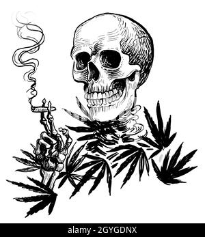 skeleton smoking a joint