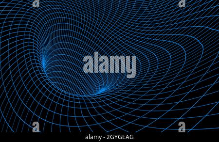 Black hole background with distorted gravity grid for scientific presentation or abstract background. Stock Vector