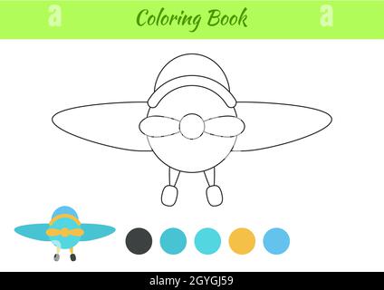 Coloring book airplane for children. Educational activity page for ...