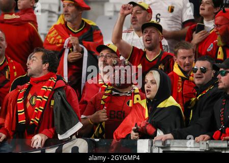 Turin, Italy, 7th October 2021. Belgium fans during the UEFA Nations League match at Juventus Stadium, Turin. Picture credit should read: Jonathan Moscrop / Sportimage Stock Photo