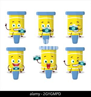 Photographer profession emoticon with fireworks shells cartoon character. Vector illustration Stock Vector