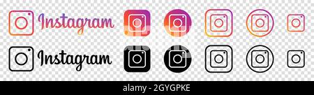 Vinnytsia, Ukraine - October 7, 2021: Instagram Vector Icon Set. Editorial Icons isolated on transparent background Stock Vector