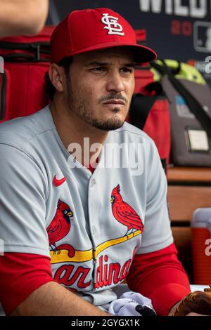 St Louis Cardinals infielder Nolan Arenado fields a ground ball