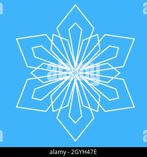 Snowflake icon, Christmas decoration. Ice snowflake, symmetrical star mandala vector illustration Stock Vector