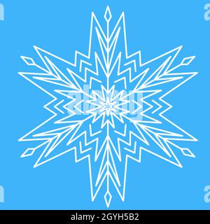 White ice snowflake for design, unique crystal pattern, vector illustration Stock Vector