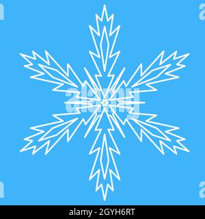 Snowflake, simple icon symbol of winter. Star snowflake spark, symmetrical mandala vector illustration Stock Vector