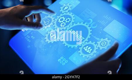 ASP.NET Development programming language concept on virtual screen. Stock Photo