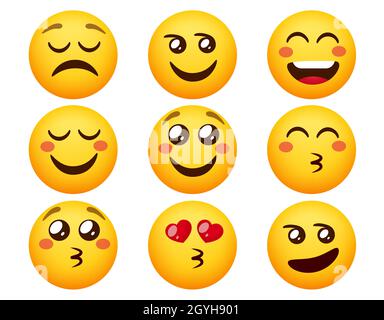 Smileys emojis and emoticons face vector set. Smiley icon or emoticon ...