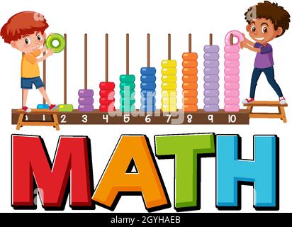 Math icon with kids and math tools illustration Stock Vector
