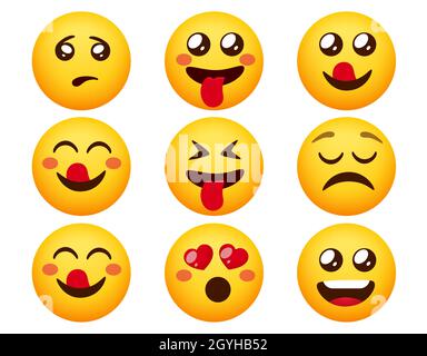 Smileys emoticon vector set. Emoticons 3d smiley characters in laughing ...