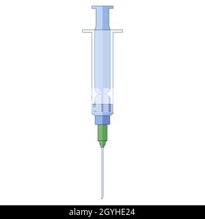 empty syringe for vaccine or medical injections, icon in a flat style isolated on a white background. Stock Vector