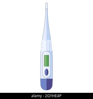 Electric thermometer, body temperature check in a flat style isolated on a white background Stock Vector
