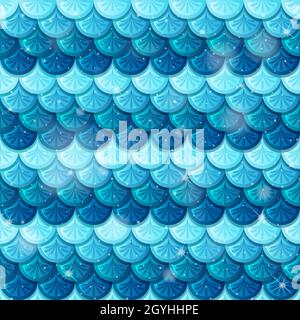 Pearlescent mermaid scales seamless pattern  illustration Stock Vector