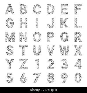 Set of polygonal letters and numbers, vector clip art. Stock Vector