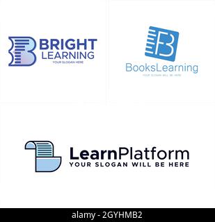 Letter B book document logo design Stock Vector