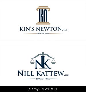 Law pillar balance scale justice logo design Stock Vector
