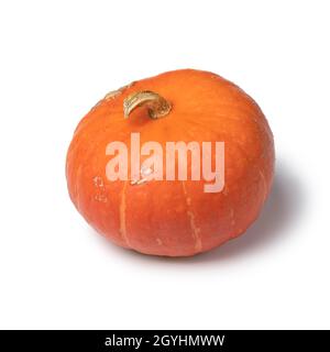 Single orange whole Hokkaido pumkin isolated on white background Stock Photo