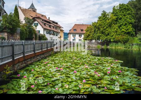 Small town Lengmoos in Dolomites, South Tyrol, Italy Stock Photo