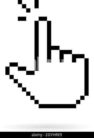 click finger like black pixel art icon Stock Vector