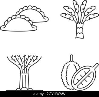 Plants in Singapore linear icons set Stock Vector